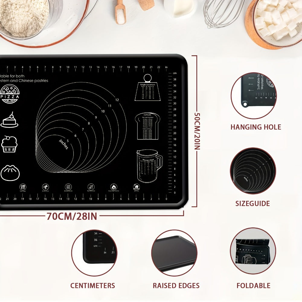 Silicone Pastry Mat Extra Thick Non-Slip Baking Mat with Measurements for Dough Rolling Pizza Cake