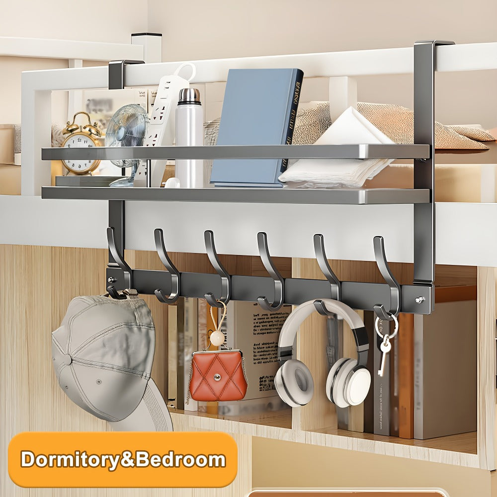 Over Door Hook Rack Metal | No Drill Behind Door Organizer with 5 6 8 Hooks for Clothes Bags Keys Towels ¨C Space-Saving Wall Mount Storage for Bedroom Bathroom Entryway Closet