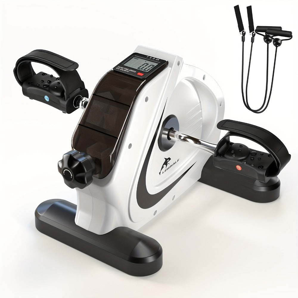 Portable Elliptical Trainer Mini Exercise Bike Under Desk Pedal Exerciser LCD Display 8 Resistance Levels Silent 350lb Capacity Arm Leg Training for Home Office Seniors