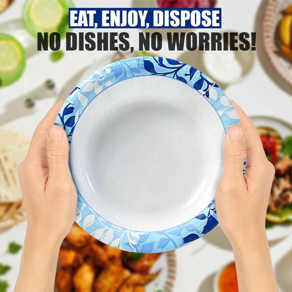 Botanical Leaf Paper Plates 10 Inch Disposable Heavy Duty Microwave Safe Soak-Proof Cut-Resistant for Parties Events Daily Use