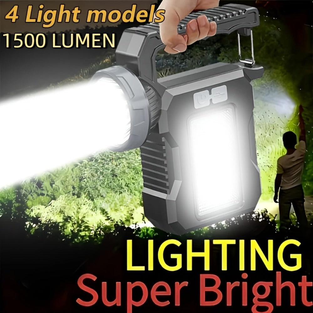 Solar Flashlight USB Rechargeable Ultra-Bright LED | 4 Lighting Modes Portable Solar Torch with Battery Indicator | Camping Hiking Emergency Night Fishing Outdoor Gift