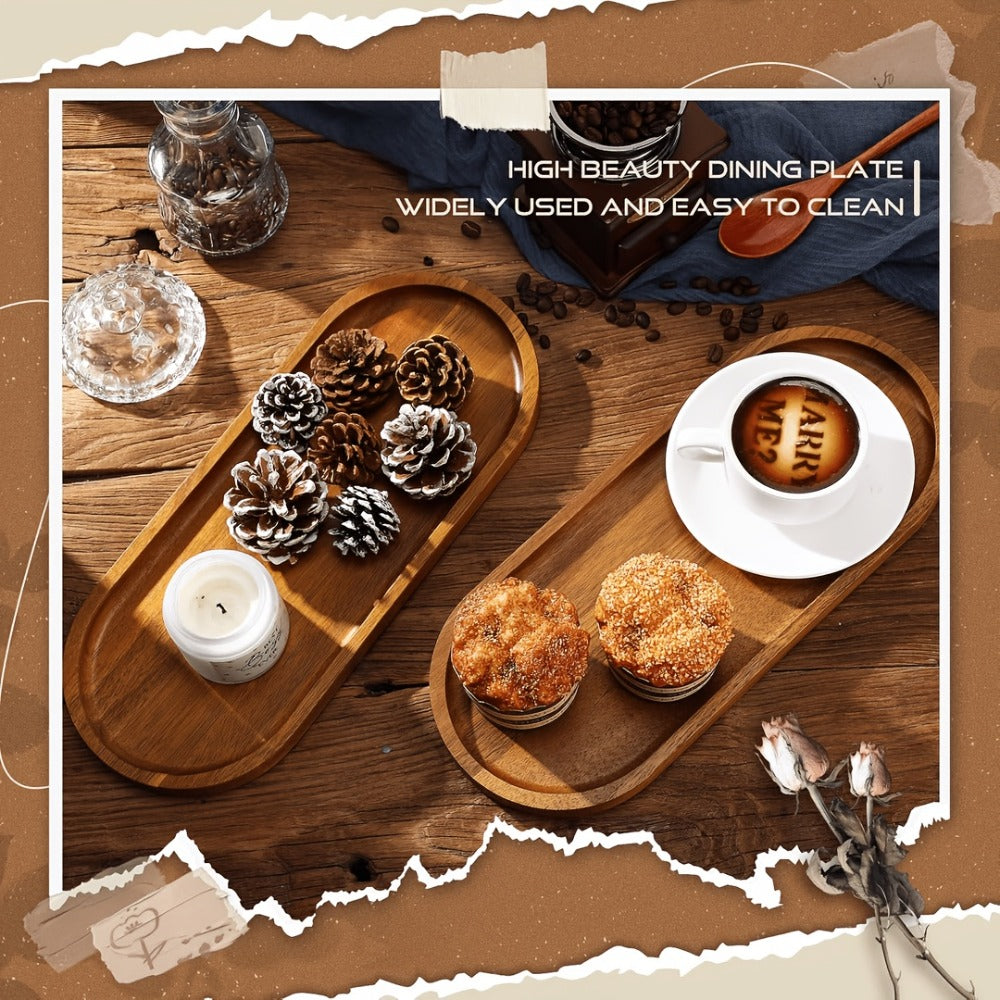 Wood Serving Tray Set ¨C Oval Wooden Charcuterie Boards & Serving Platters for Cheese, Snacks, Bread, Fruit & Appetizers ¨C Party, Buffet, Barbecue & Kitchen Decor