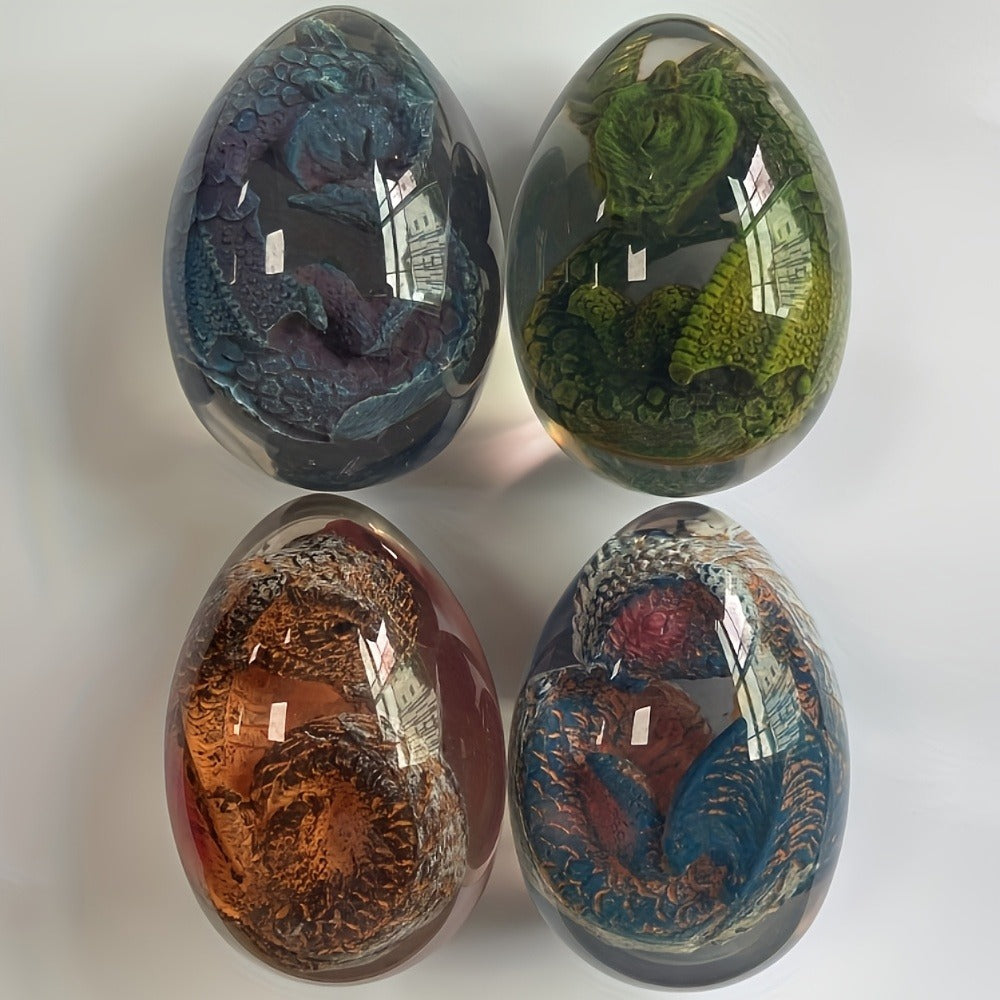 Dragon Egg Statue Crystal Transparent Resin Dinosaur Egg Figurine Handcrafted Collectible for Fantasy Lovers Home Decor Shelf Display Birthday Gift
