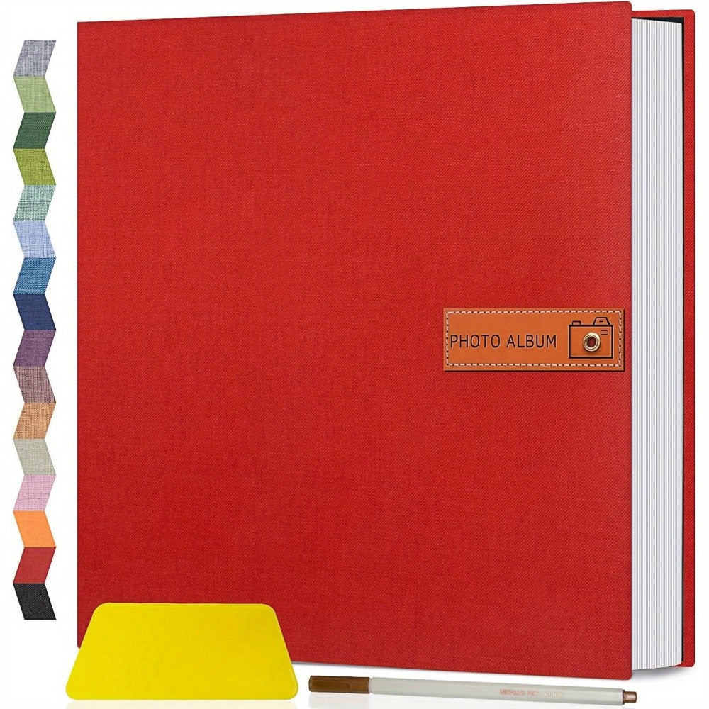 Self Adhesive Photo Album Scrapbook ¨C Large Linen Cover Memory Book for 4x6 5x7 8x10 Photos, DIY Picture Book with Metal Pen, Gift for Mom, Baby, Wedding, Valentine's Day & Mother's Day, 40 & 60 Pages
