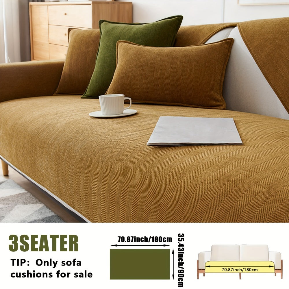 Chenille Ribbed Sofa Cover - Pet Friendly Non-Slip Machine Washable Soft Stretch Slipcover for 1-4 Seater Sectional Sofa Living Room Bedroom Office, 9 Colors