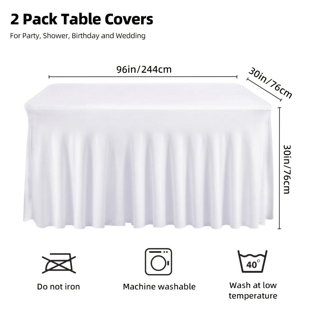 Table Skirts Tulle Table Cloth Rectangle 4ft 6ft Black White Non-Woven Fabric Table Skirt for Birthday Party Graduation Wedding Family Dinner Christmas Holiday Decoration