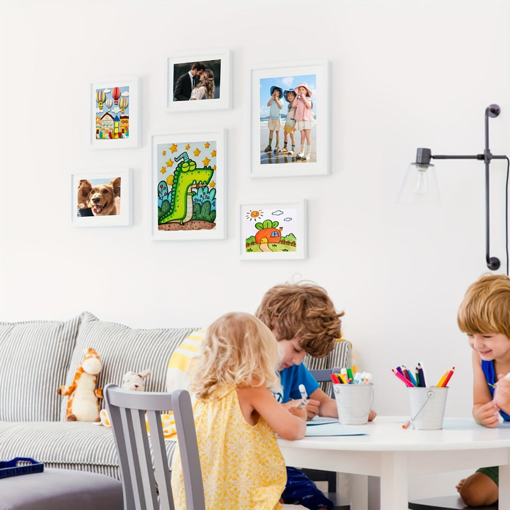 Kids Art Frame Changeable Front-Opening Display ¨C Children Artwork Picture Frame for 8.5x11 & 10x12.5 Drawings, Paintings & School Projects, Perfect Christmas & Holiday Gift, White / Wood / Black, 2/4/8 Pack