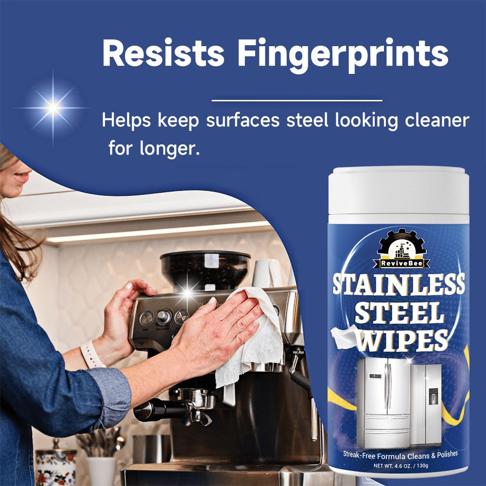 Stainless Steel Cleaning Wipes Kitchen 1 or 2 Barrel - Gentle Formula Safe for Hands, Quick Deep Cleaning of Stainless Steel Appliances Surfaces Sinks & Cookware, Streak-Free Kitchen Cleaning Wipes