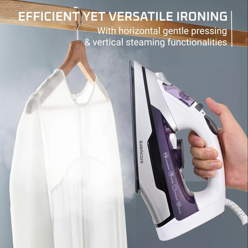Steam Clothes Iron with Ceramic Coated Soleplate ¨C Precision Thermostat, 3-Way Auto-Off, Self-Cleaning, Anti-Calcium & Anti-Drip, Lightweight Travel & Home Garment Iron