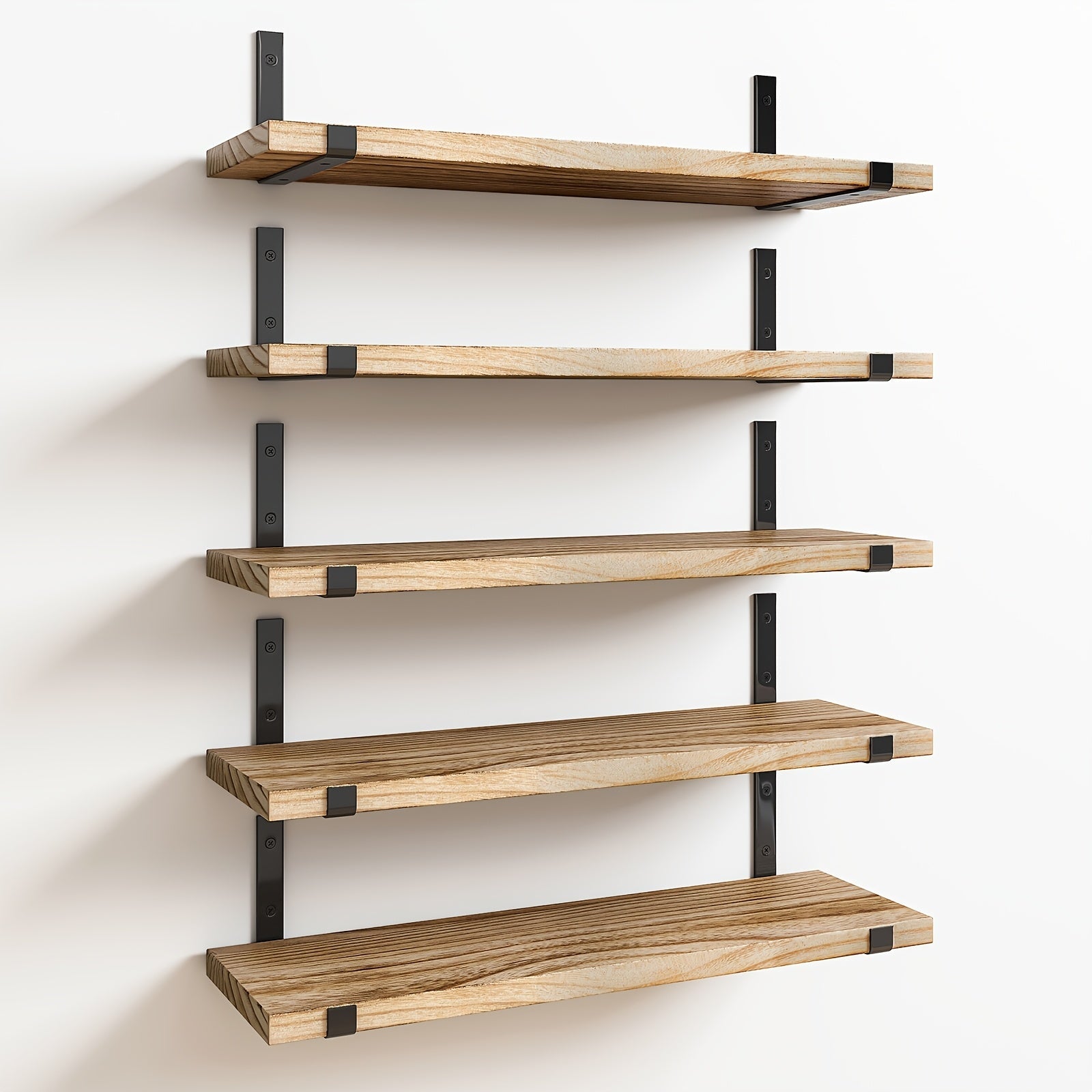 Rustic Floating Shelves Set of 5, 15.8x4.7 Inch Wall Mounted Wooden Shelves for Bedroom Living Room Kitchen Bathroom Office Plant Display
