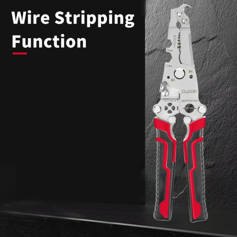 Folding Wire Stripper Multifunctional Pliers Crimping Cutter Tool for Electrician Cable DIY Electronic Maintenance Compact Portable Anti-Slip Spring Clip Car Toolbox Hand Tool