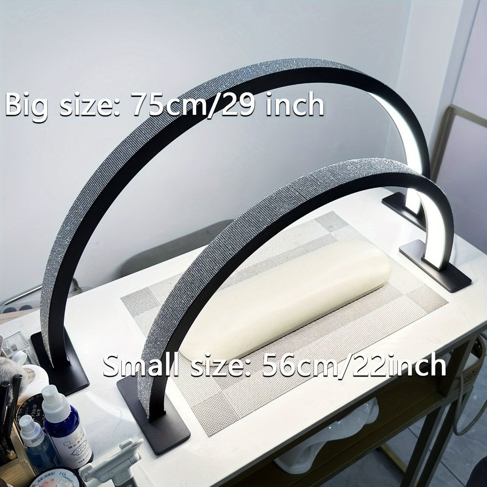 Nail Lamp Studio Desk LED Half Light ¨C 3-Color Temperature Adjustable Brightness for Nail Tech, Beauty Treatments, Skin Care, Eyebrow & Tattoo Lighting, 29 Inch (Black Diamond / White / White Rhinestone)