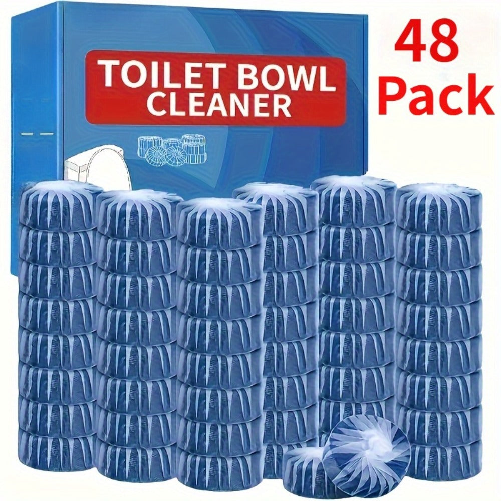 Blue Automatic Toilet Bowl Cleaner Tablets 20/24/48pcs - Low Odor Fresh Scent Powerful Stain Removal Long-Lasting Deodorizer, Safe for Plastic Surfaces, Easy Use for Home & RV Toilet Cleaning