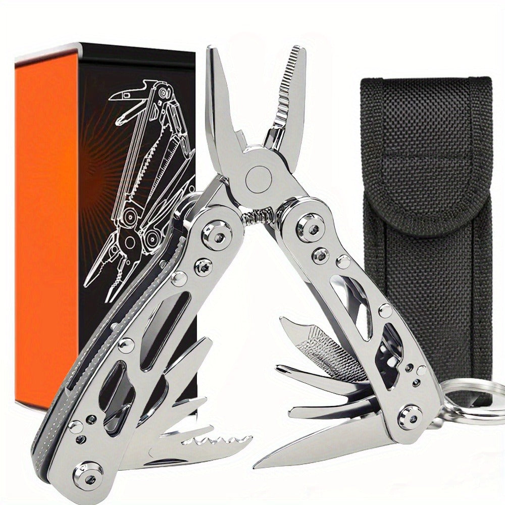 Multitool Pliers Folding Pocket, Carbon Steel Multi-Function Pliers with Wire Cutter Screwdriver & Anti-Slip Handle, Compact Multipurpose Tool for Camping, Fishing, Outdoor Survival & Home Repair
