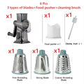 Rotary Vegetable Chopper Cheese Grater 5 Interchangeable Drum Blades Suction Base Ergonomic Handle for Cheese Vegetables Nuts Slicing Shredding
