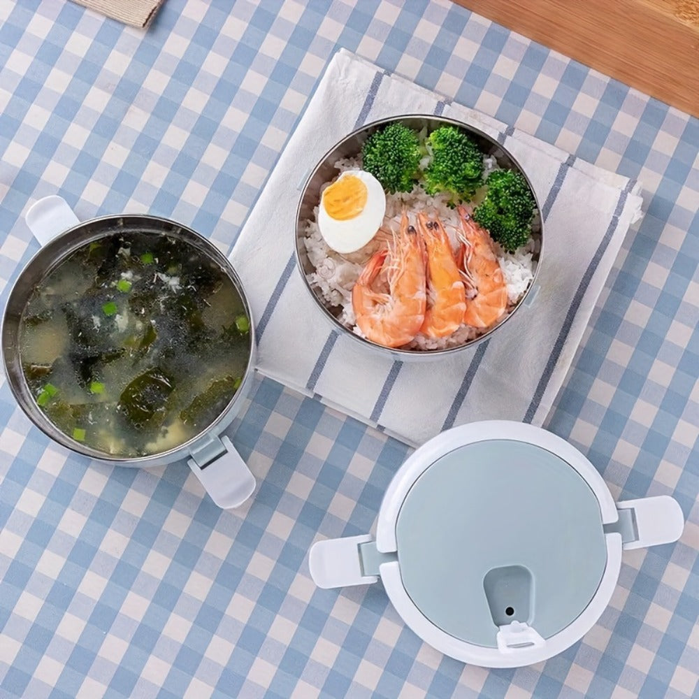 Stainless Steel Lunch Box Insulated Bento Box with Lid - Cylindrical Stackable Food Container for Office School Camping and Picnic, Dishwasher Safe Thermal Lunch Box Available in 2, 3 or 4 Layer for Adults and Kids
