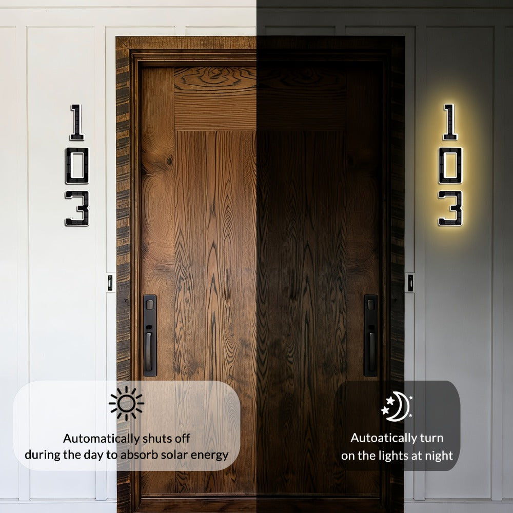 LED Solar House Number Light 6.7 Inch Wall Mounted ¨C Smart Sensor Illuminated Address Number for Home Decor, No Wiring Energy-Saving Solar Powered Outdoor Light