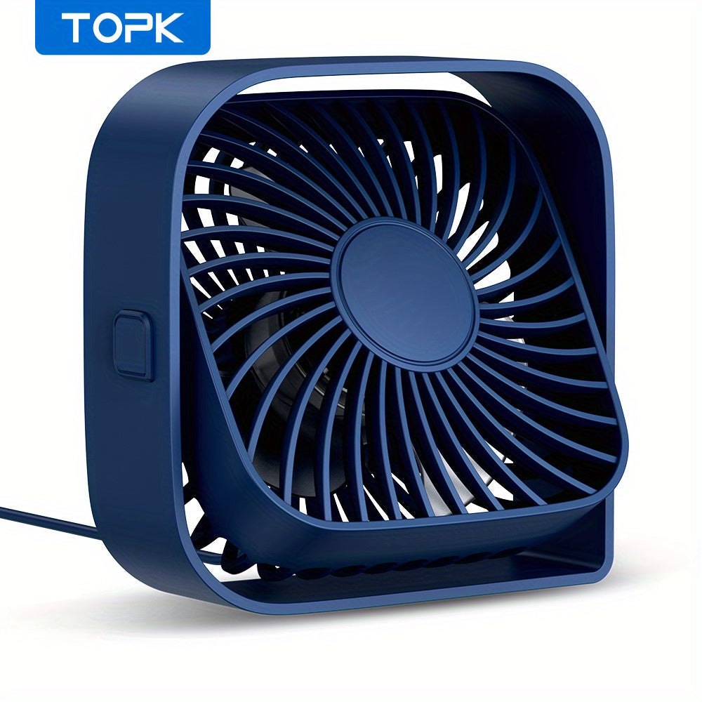 USB Desk Fan Portable, Small Personal Fan 3 Speed Settings 360¡ã Rotation Silent Operation, Compact Lightweight USB Powered Cooling Fan for Home Office Dorm Bedroom Travel, Grey Blue Pink White