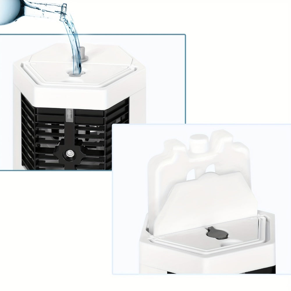 Portable Ice Cooler Fan | Mini Personal Air Conditioner with Water Ice Cooling, Anti-Leak Design & Replaceable Filter, Compact Desktop Cooler for Bedroom, Office, Camping & Tent Use ¨C Fast Cooling