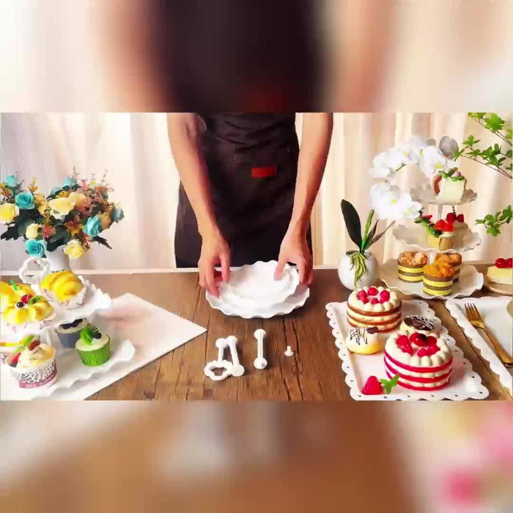 Tiered Cupcake Stand Set 10pcs - 3 Double Layer & 3 Triple Layer Dessert Stands + 4 Appetizer Trays for Birthday Wedding Party