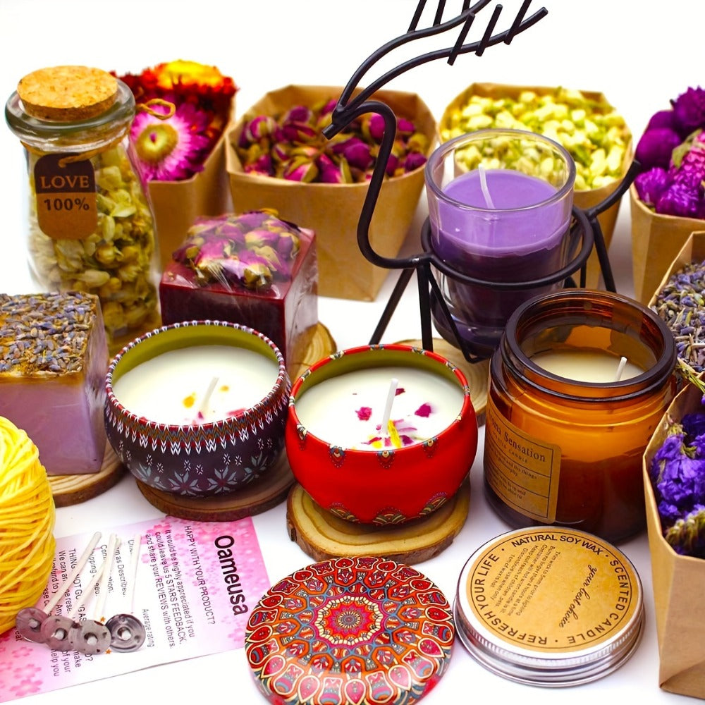 Dried Flowers Craft Set 24 Packs Natural Dried Botanicals for Resin Jewelry Making DIY Candle Soap Scrapbook Seasonal Decor Roses Lavender Jasmine Peony Forget-Me-Not Mixed Flower Kit