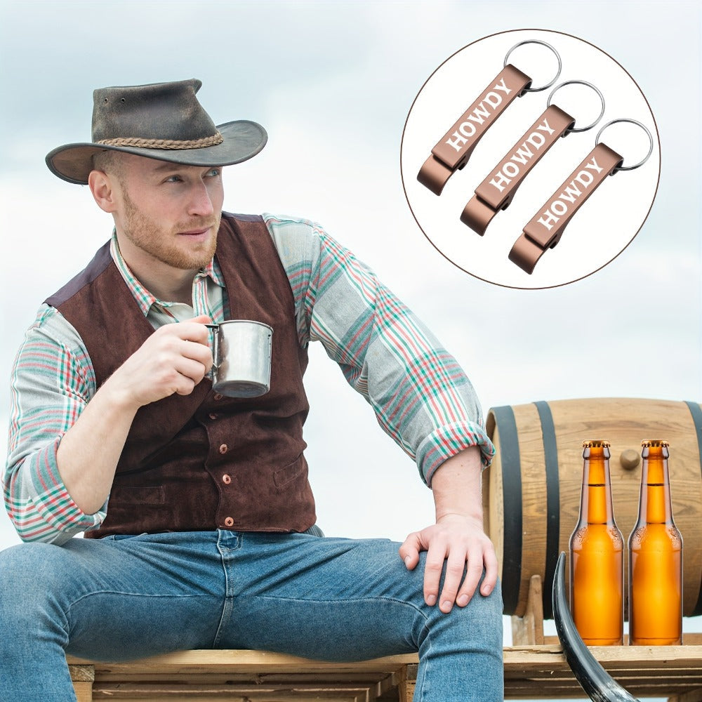 Cowboy Bottle Opener Party Favors 30pcs Bulk - Western Cowgirl Metal Keychain Opener Brown Wild West Rodeo Wedding Bridal Shower Souvenirs Gifts for Guests