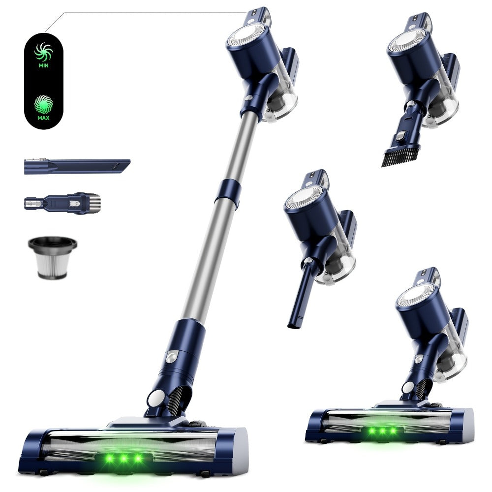 Cordless Stick Vacuum Cleaner 51-68KPa 3-Speed LED Floor Brush 45-Min Runtime Detachable Lightweight for Pet Hair Carpet Hard Floor