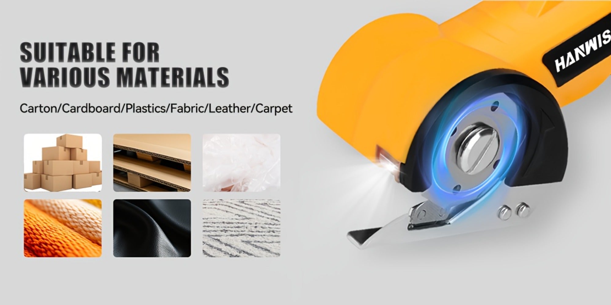 Electric Scissors Cordless 4.2V Rotary Cutter with 2000mAh Battery ¨C 10000 RPM, Safety Lock, LED Light, Anti-Slip Handle, Fabric Cutting Machine for Clothing, Cardboard, Carpet, Leather & Craft Projects