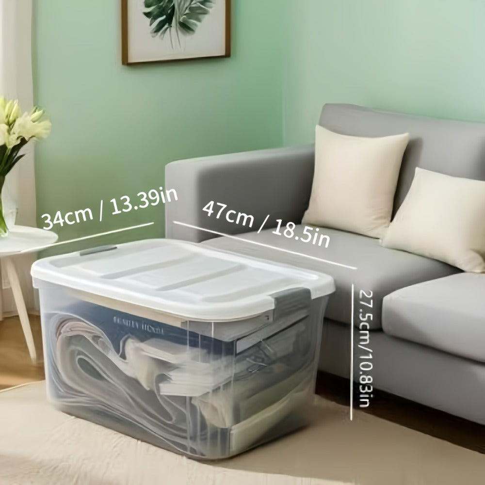 Stackable Storage Bins with Lids 4 Pack Clear Plastic Lidded Containers 46QT Large Organizer Boxes for Pantry Kitchen Bathroom Office Bedroom Closet Garage Seasonal Holiday Storage