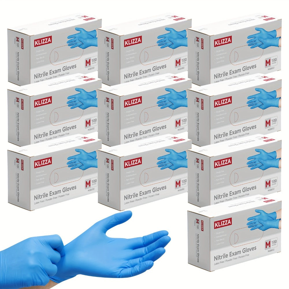 Nitrile Disposable Gloves 1000 Count (10 Boxes), 6.5 Mil Thickened Blue Nitrile Gloves, Latex-Free Powder-Free, Tear-Resistant, for Kitchen Cleaning, Food Handling, Hair Dyeing, Medical & Industrial Use