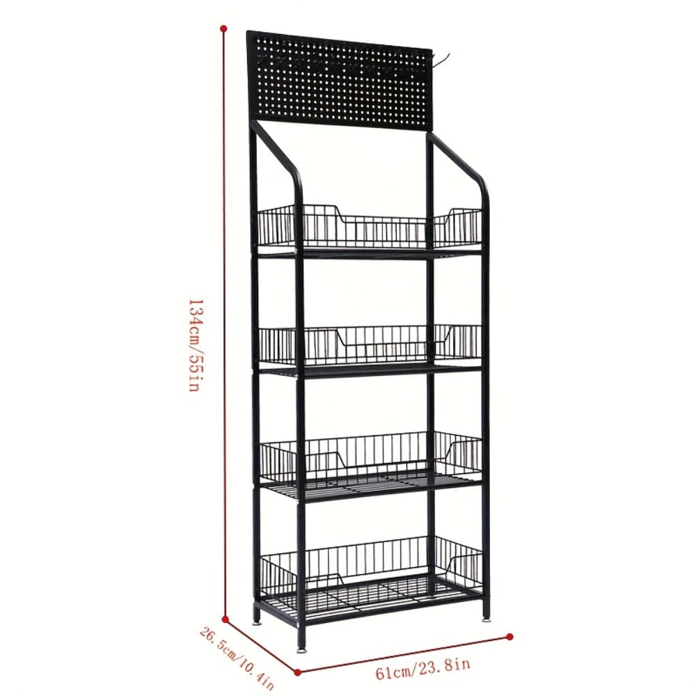 4-Tier Metal Display Rack with Wheels ¨C Rolling Floor Shelf for Kitchen, Store & Home Storage Organization
