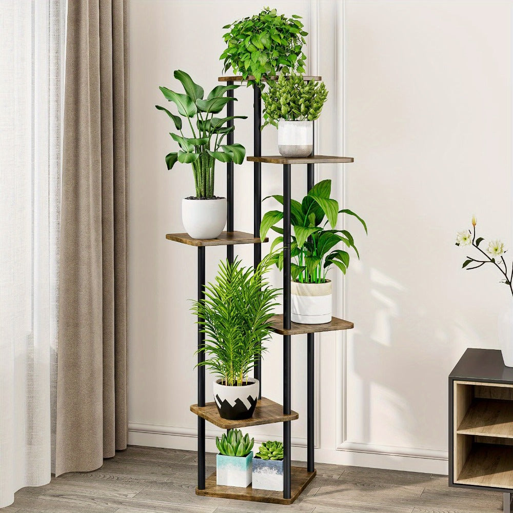 Plant Stand Indoor Multi Tier Corner Metal Flower Stand Tall Plant Shelf for Living Room Bedroom Patio Garden Balcony 5 Tier 7 Tier 9 Tier Black White Black Oak Utility Rack