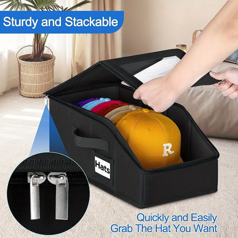 Hat Storage Box for Baseball Caps ¨C Stackable Cap Organizer for Closet, Holds Up to 30 Caps, Freestanding Hat Boxes for Women & Men | 1pc & 2pcs Pack in Gray, Black & Pink