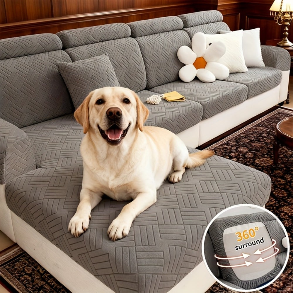 Sofa Cover Stretch Slipcover Universal Fit - Elastic Non-Slip Couch Cover Pet Friendly Machine Washable | Sofa Seat Cover Armrest Back Chaise Protector for Living Room Deep Gray Home Decor Furniture Cover