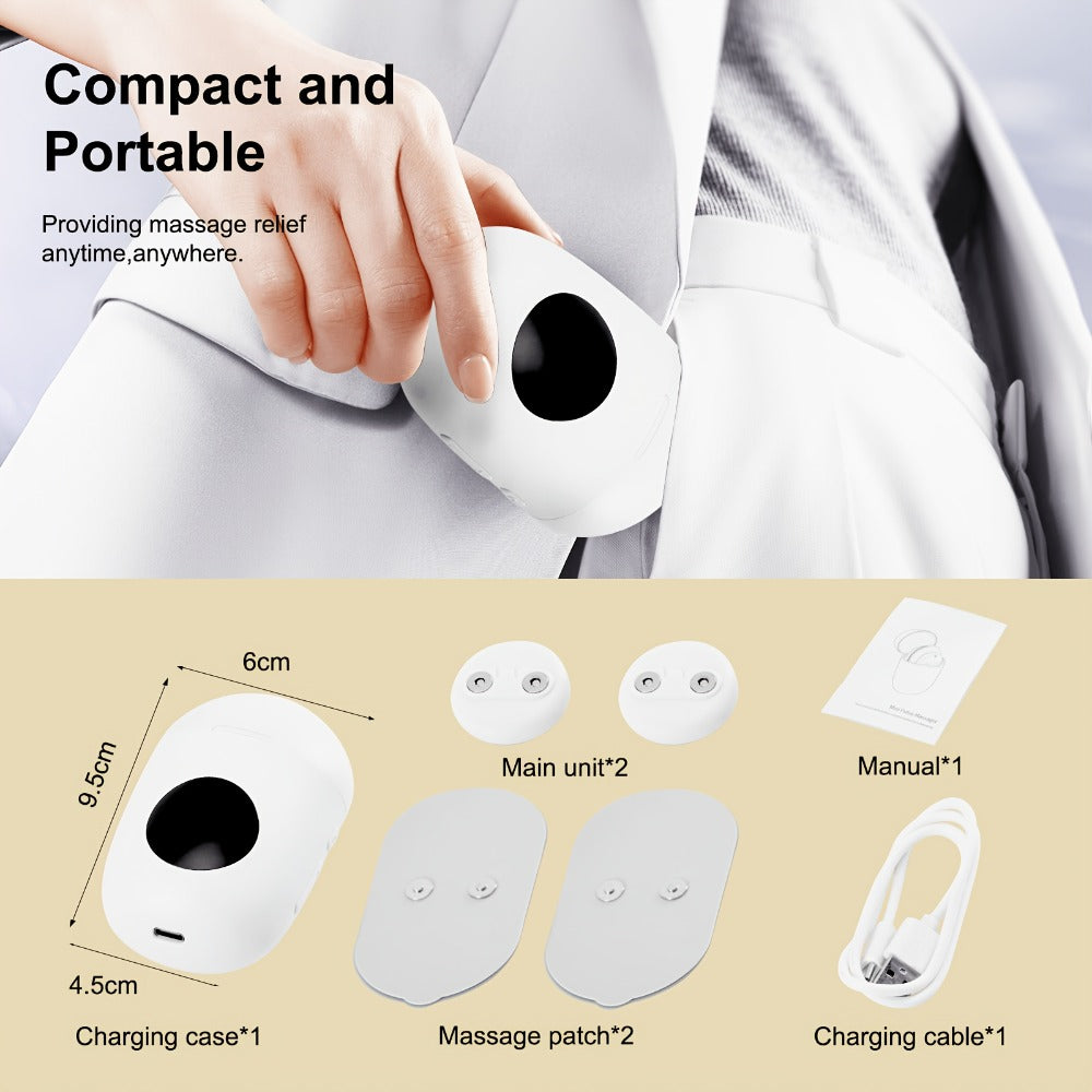 TENS EMS Muscle Stimulator Cordless Rechargeable ¨C 6 Modes 16 Intensity Levels, Wireless Pain Relief Device for Back, Neck, Shoulder & Leg, Portable Full Body Therapy Massager with Charging Case