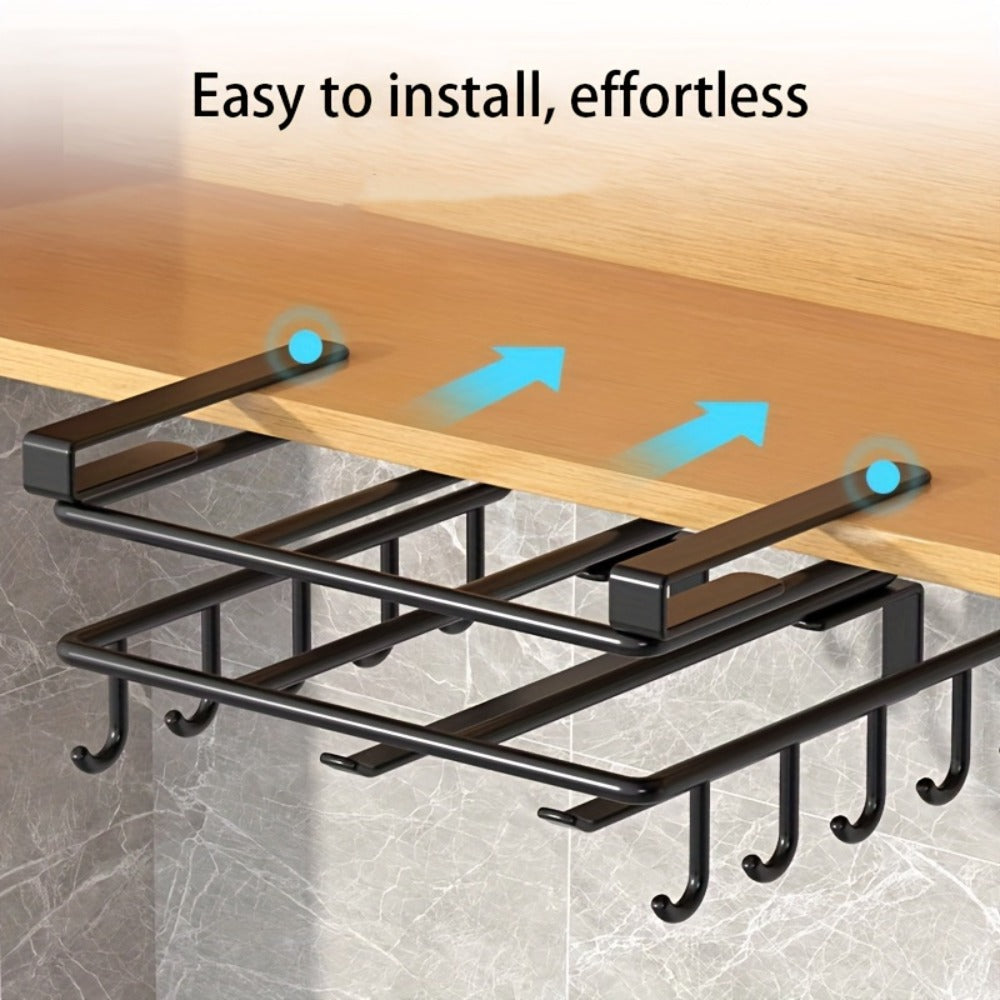 Kitchen Hook Rack for Cutting Boards Lids & Cabinet Door ¨C Heavy Duty Carbon Steel Wall Mounted Organizer for Kitchen Tools & Bathroom Supplies, Rust-Resistant Black