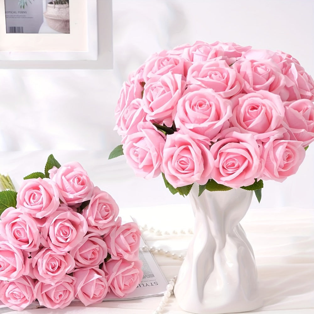 Artificial Roses Bulk with Long Stems ¨C Real Touch Velvet Fake Flowers for Wedding Bouquet, Bridal Centerpiece, Valentine's Day, Mother's Day, Home Decor (50/100pcs, Multi Colors)