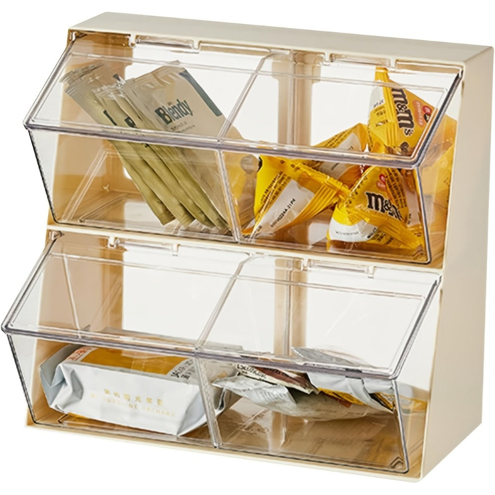 Acrylic Tea Bag Organizer Box with Lid, Large Capacity 3-Compartment Transparent Storage Chest for Kitchen Countertop, Food-Safe Acrylic Holder for Tea Bags, Coffee Capsules, Milk Powder & Masks