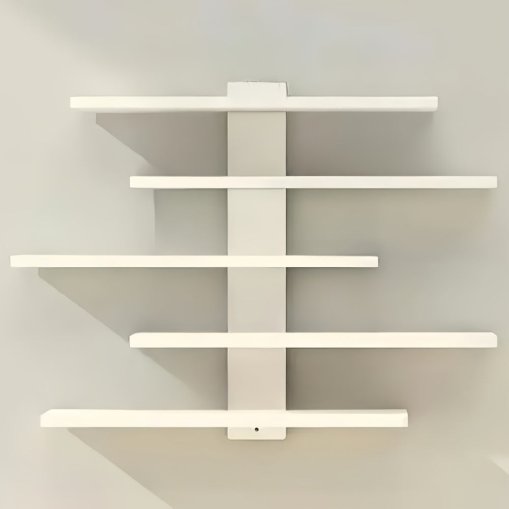 5-Tier Wall Mounted Floating Display Shelf Adjustable Fiberboard | Modern Decorative Storage Rack for Action Figures Building Blocks Collectibles Dolls Statues Home Office Shelving Unit Black White