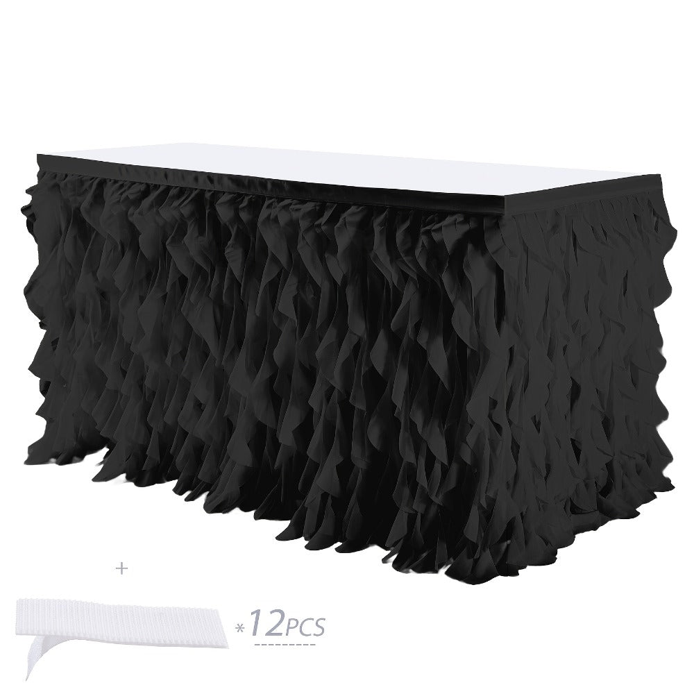 Tutu Table Skirt 6ft ¨C Ruffle Curly Willow Tulle Table Skirt for Rectangle & Round Tables, Birthday Party, Wedding, Baby Shower, Christmas & Halloween Decoration, Multiple Colors