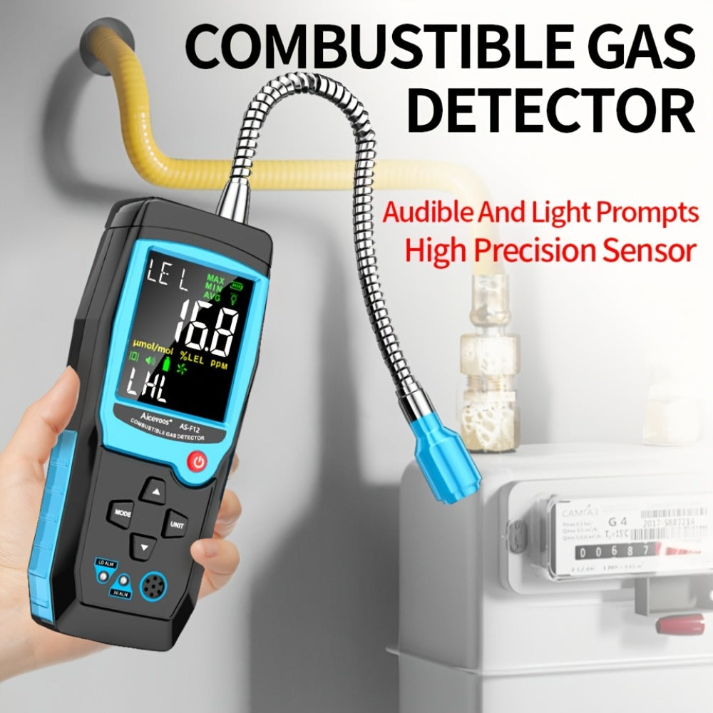 Gas Leak Detector Combustible Gas Detector Aicevoos AS-F12 Natural Gas Methane Tester Sound Light Alarm Electrochemical Sensor Home Industrial Safety