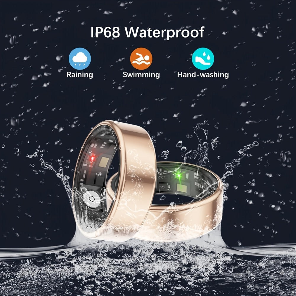 Health Monitoring Smart Ring for Women & Men ¨C Fitness Activity Tracker with Sleep, Calories, Steps, HRV & Menstrual Cycle, Bluetooth 5.3, IP68 Waterproof, iOS & Android