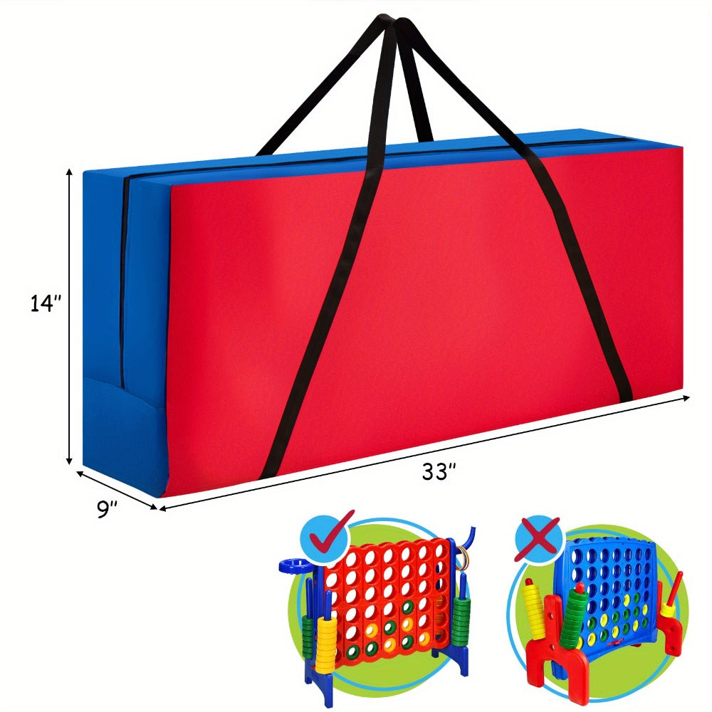Jumbo 4 in a Row Game Storage Bag Carrying Bag for Giant Connect 4 Game Set Oxford Cloth Shoulder Strap Large Capacity Fits 33x13x29 Game Set Blue Red