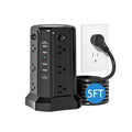 Power Strip Tower Surge Protector 16 AC Outlets 5 USB Ports PD20W USB-C Fast Charging Flat Plug Extension Cord 1500J Overload Protection Desktop Charging Station for Home Office Dorm