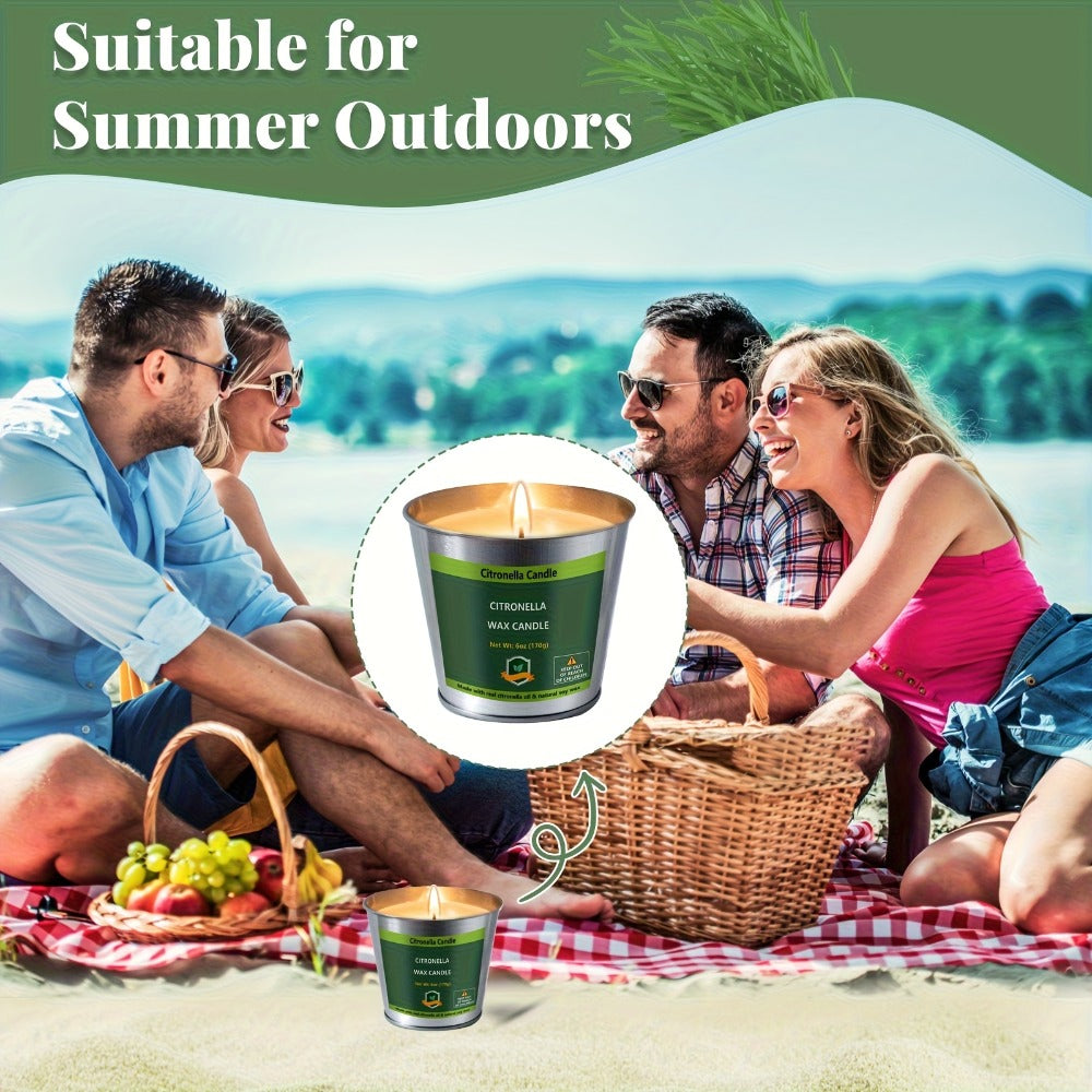Citronella Candles Outdoor 4-Pack 6oz Each - 128 Hours Burning Mosquito Repellent Candle Set for Patio Garden Camping BBQ Party Yard Decor