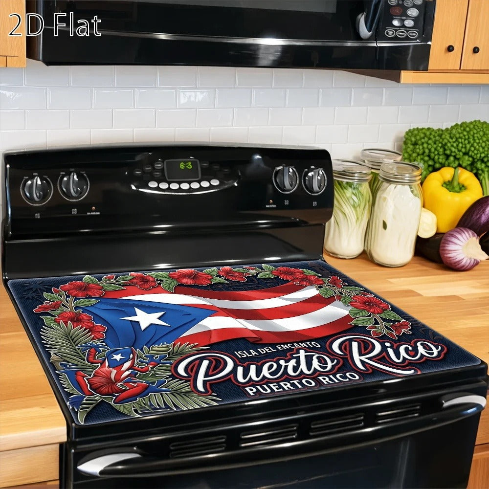 Cooktop Protector Mat Puerto Rico Style | Heat-Resistant Non-Stick Stove Cover Pad | Reusable for Gas Stove, Induction Cooker, Glass Cooktop, Oven & Washer Dryer Top