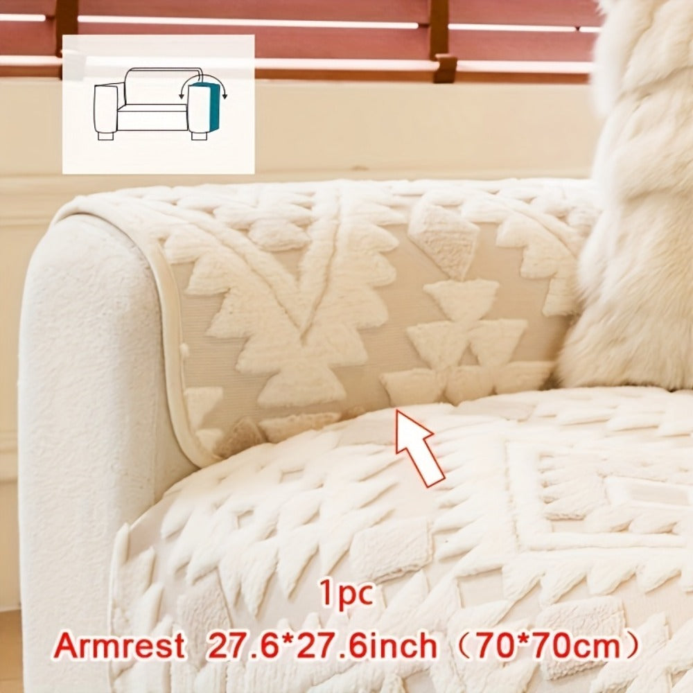 Thick Plush Sofa Cover Non-Slip Pet Friendly Machine Washable Couch Slipcover Furniture Protector for Living Room Bedroom Office Armrest to 4-Seat Multiple Colors