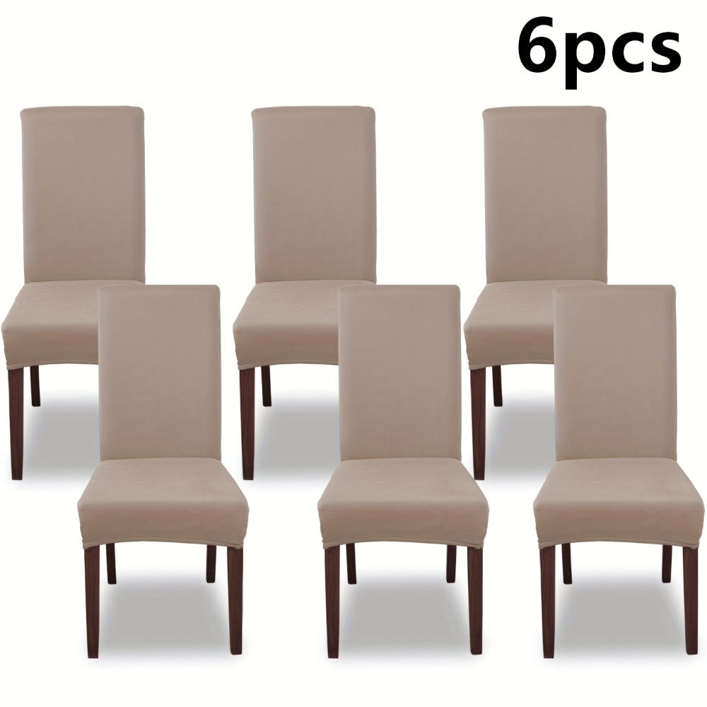 Silky Fiber Elastic Dining Chair Covers Set | Stretch Milk Fiber Slipcover, All-in-One Furniture Protector for Kitchen Wedding Office Hotel Living Room, 4pcs or 6pcs, 8 Colors