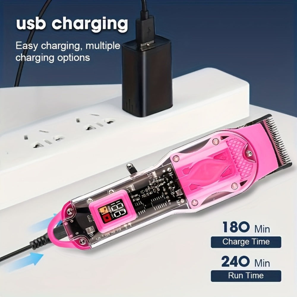 Professional Hair Clippers for Men - Cordless USB Fast Charging with Digital Display, 4 Adjustable Speeds, 4 Limit Combs 0.5-15mm, Rechargeable Lithium Battery, Barber-Grade Portable Clipper Kit 1 or 3 Piece
