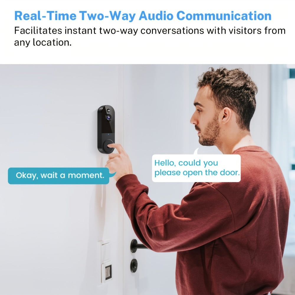 Wireless Video Doorbell Camera 1440P WiFi | AI Snapshot Night Vision Two-Way Intercom Rechargeable Battery | Photo Video Local Storage Smart Home Doorbell White Black